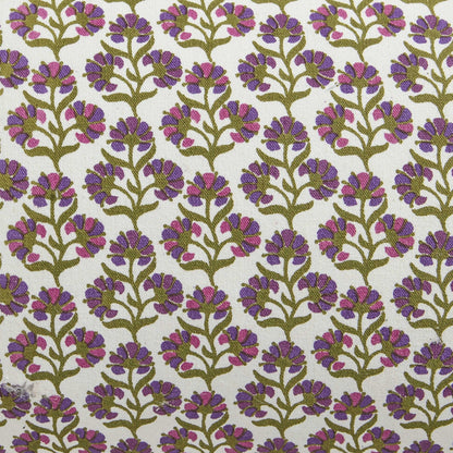 Julia 100% Cotton Box Pleat Edge Printed Cushion Cover - Purple/Green