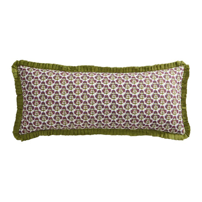 Julia 100% Cotton Box Pleat Edge Printed Cushion Cover - Purple/Green